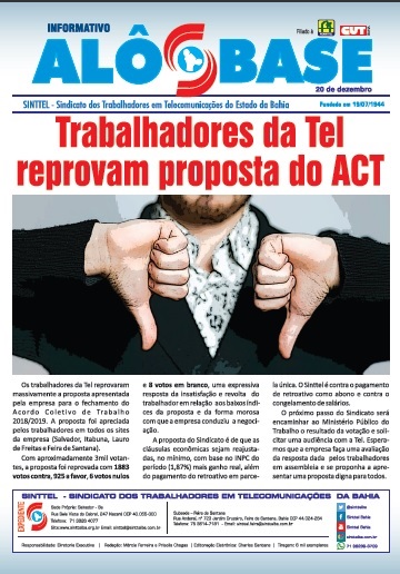 REPROVADA: Trabalhadores seguem orientação do Sindicato e rejeitam proposta da TEL